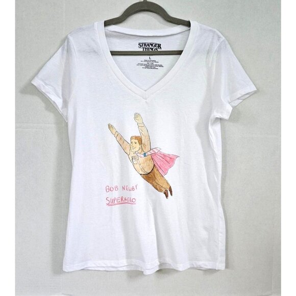 Netflix Tops - Netflix Stranger‎ Things V‑Neck Tee Large Bob Newby Superhero Graphic | Rare New